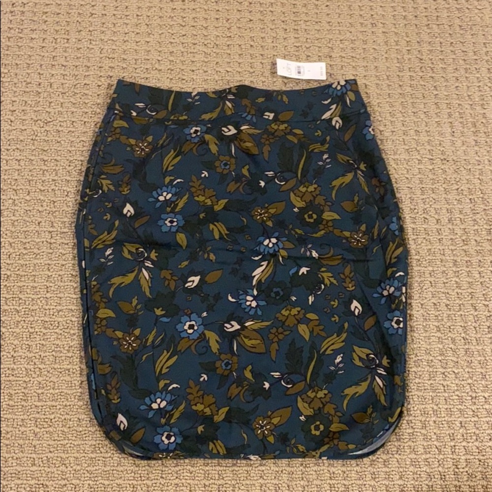 NWT Loft Green Floral Stretch Pencil Skirt